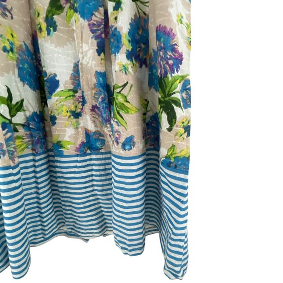 Nine West Womens Floral Striped Sundress Sz 6 Blue Tan Sleeveless Casual Summer - Picture 12 of 13